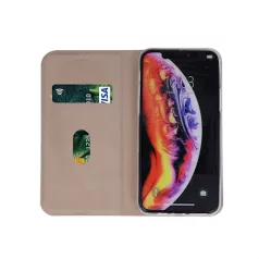   Smart Senso Xiaomi Redmi Note 9S / 9 Pro oldalra nyíló könyv tok szilikon belsővel arany