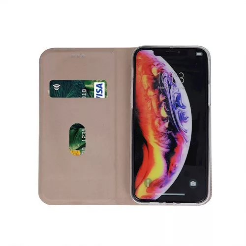 Smart Senso Xiaomi Redmi Note 9S / 9 Pro oldalra nyíló könyv tok szilikon belsővel arany