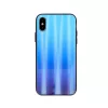 Rainbow szilikon tok üveg hátlappal - Huawei P40 Lite világoskék