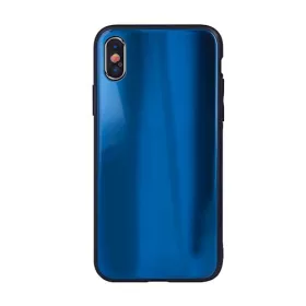 Rainbow szilikon tok üveg hátlappal - Huawei P40 Lite kék