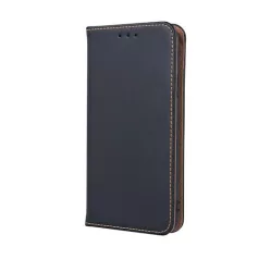   Genuine Leather Apple iPhone 12 Pro Max 2020 (6.7) oldalra nyíló mágneses bőrhatású könyv tok szilikon belsővel fekete