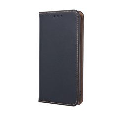   Genuine Leather Samsung A125 Galaxy A12 oldalra nyíló mágneses bőrhatású könyv tok szilikon belsővel fekete