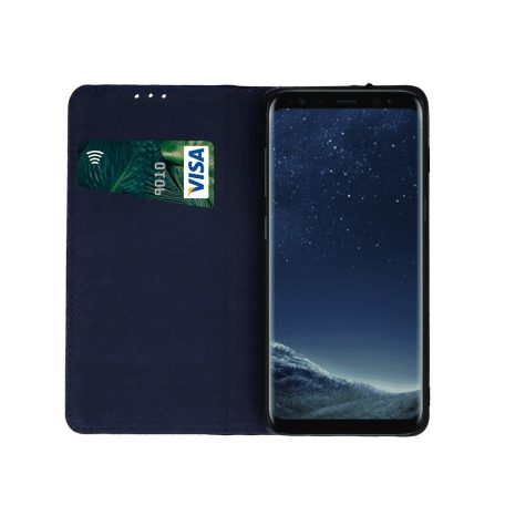 Genuine Leather Samsung A125 Galaxy A12 oldalra nyíló mágneses bőrhatású könyv tok szilikon belsővel kék