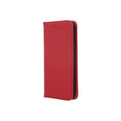   Genuine Leather Samsung A125 Galaxy A12 oldalra nyíló mágneses  bőrhatású könyv tok szilikon belsővel piros