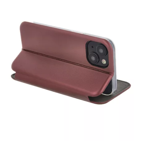 Forcell Elegance Apple iPhone 13 (6.1) oldalra nyíló mágneses könyv tok szilikon belsővel burgundi