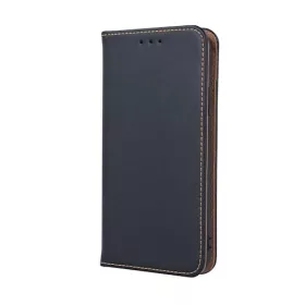   Genuine Leather Apple iPhone 13 Pro (6.1) oldalra nyíló mágneses bőrhatású könyv tok szilikon belsővel fekete