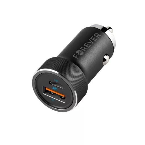 Forever CC-06 PD QC szivargyújtó töltő USB és Type-C csatlakozóval 20W