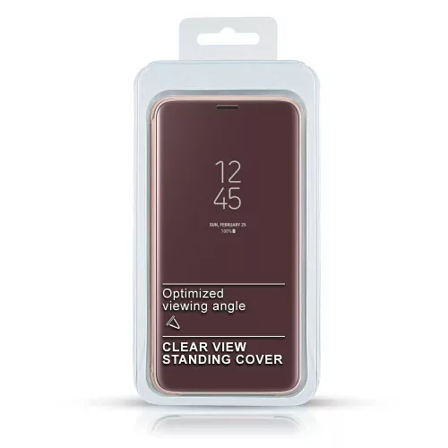 Clear View Samsung G970F Galaxy S10e lila oldalra nyíló tükrös tok