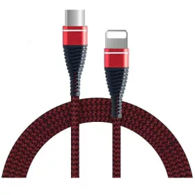   Dobozos Apple Lightning (8Pin) - Type-C erősített adatkábel 8pin 1 méter piros