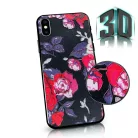 3D Virágmintás tok - Samsung A405 Galaxy A40 (2019) szilikon tok fekete