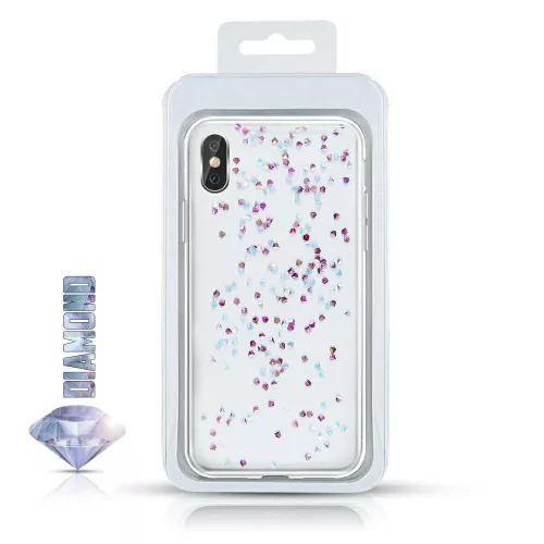 Gyémánt köves Huawei Y6 (2019) átlátszó szilikon tok műanyag hátlappal