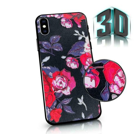 3D Virágmintás tok - Huawei P40 szilikon tok fekete