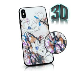 3D Virágmintás tok - Huawei P40 szilikon tok fehér