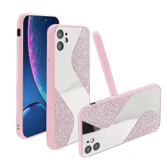 Mirallo tok - Xiaomi Redmi Note 9 pink csillogó tok