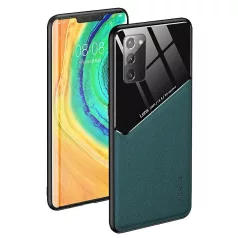   Lens tok - Samsung A326 Galaxy A32 5G zöld üveg / bőr tok beépített mágneskoronggal