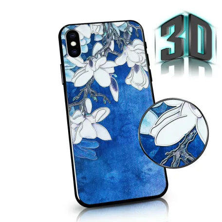 3D Virágmintás tok - Samsung G990 Galaxy S21 (2021) szilikon tok kék