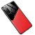 Lens tok - Apple iPhone 12 2020 (6.1) piros üveg / bőr tok beépített mágneskoronggal