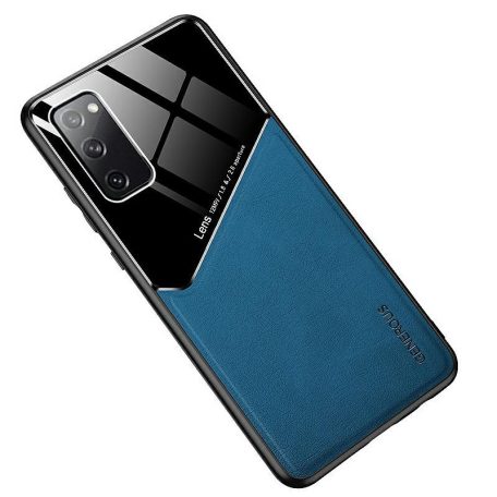 Lens tok - Apple iPhone 12 Pro 2020 (6.1) kék üveg / bőr tok beépített mágneskoronggal