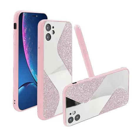 Mirallo tok - Apple iPhone 13 (6.1) pink csillogó tok