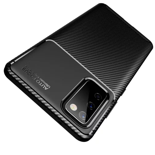 Huawei P30 Lite Carbon Fiber ütésálló szilikon tok fekete