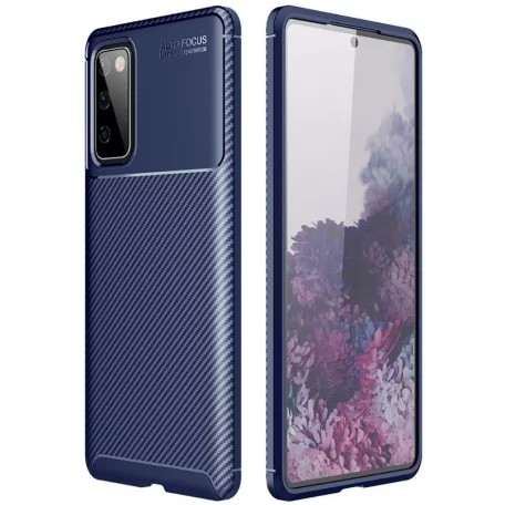 Xiaomi Mi 10T / Mi 10T Pro 5G Carbon Fiber ütésálló szilikon tok kék