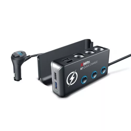Xblitz R7 12/24V autós szivargyújtó elosztó gyorstöltéssel + 4X USB(Quickcharge 3.0, 2.4A), 1X USB-C