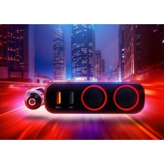   Xblitz R1 12/24V autós szivargyújtó elosztó gyorstöltéssel + 2X USB(Quickcharge 3.0, 2.4A)