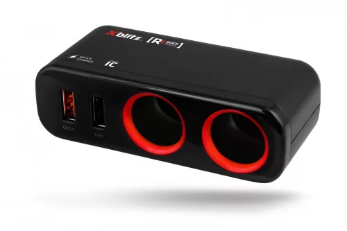 Xblitz R1 12/24V autós szivargyújtó elosztó gyorstöltéssel + 2X USB(Quickcharge 3.0, 2.4A)