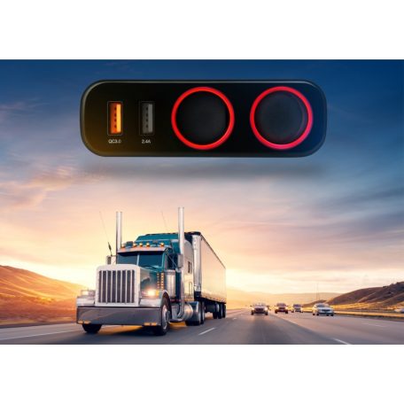 Xblitz R1 12/24V autós szivargyújtó elosztó gyorstöltéssel + 2X USB(Quickcharge 3.0, 2.4A)