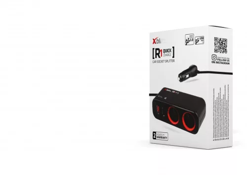 Xblitz R1 12/24V autós szivargyújtó elosztó gyorstöltéssel + 2X USB(Quickcharge 3.0, 2.4A)