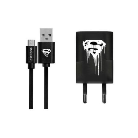 USB kábel DC - Superman 001 Apple USB - Lightning (8Pin) adatkábel hálózati töltővel 1m fekete 1A