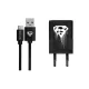 USB kábel DC - Superman 001 USB - micro USB adatkábel hálózati töltővel 1m fekete 1A