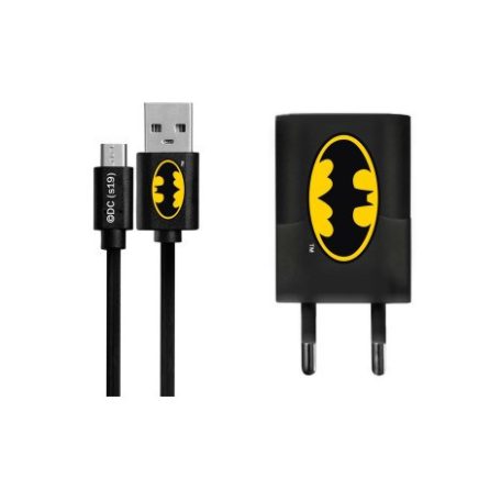 USB kábel DC - Batman 001 USB - MicroUSB adatkábel hálózati töltővel 1m fekete 1A