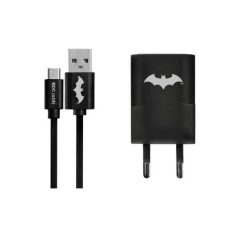  USB kábel DC - Batman 002 USB - MicroUSB adatkábel hálózati töltővel 1m fekete 1A