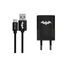   USB kábel DC - Batman 002 USB - micro USB adatkábel hálózati töltővel 1m fekete 1A