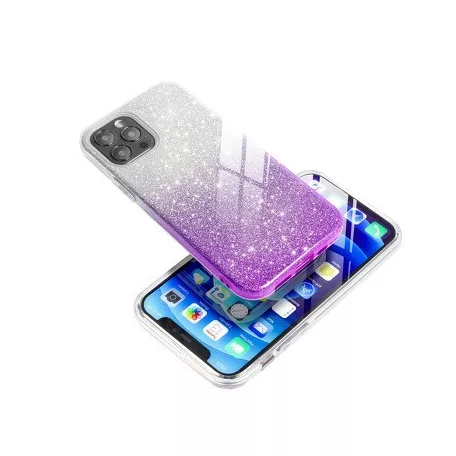 Forcell Shining tok - Samsung A226 Galaxy A22 5G ezüst - lila csillogó tok