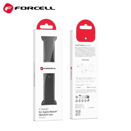 Forcell F-DESIGN Apple Watch 42mm/ 44mm/ 45mm/ 49mm szilikon óraszíj fekete