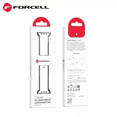 Forcell F-DESIGN Apple Watch 42mm/ 44mm/ 45mm/ 49mm szilikon óraszíj fehér