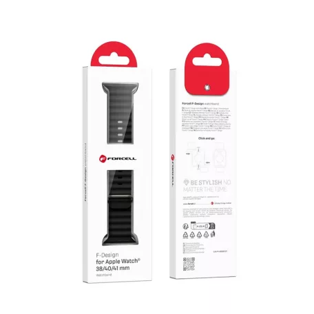 Forcell F-DESIGN Apple Watch 38mm/ 40mm/ 41mm poliészter óraszíj fekete