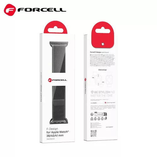 Forcell F-DESIGN Apple Watch 42mm/ 44mm/ 45mm/ 49mm fém óraszíj fekete