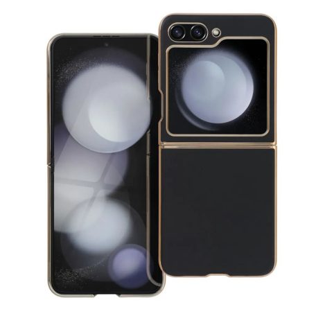 Samsung Galaxy Z Flip 5 fekete-arany hátlap és képernyővédő tok