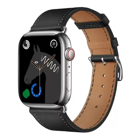 Forcell F-DESIGN FA20 Apple Watch 42mm/ 44mm/ 45mm/ 49mm ökobőr óraszíj fekete