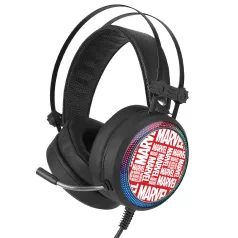   Marvel fejhallgató - Marvel 002 USB-s gamer fejhallgató RGB színes LED világítással, állítható mikrofonnal piros (MHPGMV002)