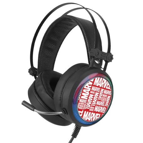 Marvel fejhallgató - Marvel 002 USB-s gamer fejhallgató RGB színes LED világítással, állítható mikrofonnal piros (MHPGMV002)