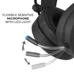   Marvel fejhallgató - Marvel 002 USB-s gamer fejhallgató RGB színes LED világítással, állítható mikrofonnal piros (MHPGMV002)