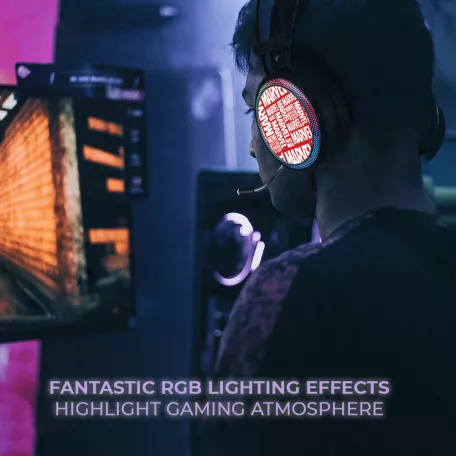 Marvel fejhallgató - Marvel 002 USB-s gamer fejhallgató RGB színes LED világítással, állítható mikrofonnal piros (MHPGMV002)