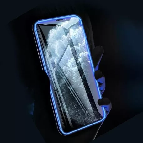 Fluoreszkáló Apple iPhone XS Max (6.5) előlapi üvegfólia kék