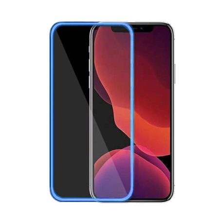 Fluoreszkáló Apple iPhone 12 / 12 Pro 2020 (6.1) előlapi üvegfólia kék