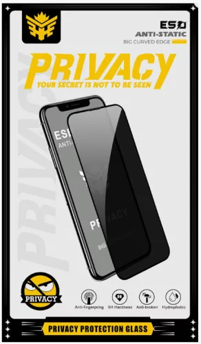 Privacy Anti-Static Apple iPhone 15 Pro (6.1) kijelzővédő üvegfólia betekintés elleni védelemmel (9H)