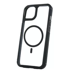   Mag Rim Case Apple iPhone 16 (6.1) átlátszó TPU/PC MagSafe tok fekete kerettel